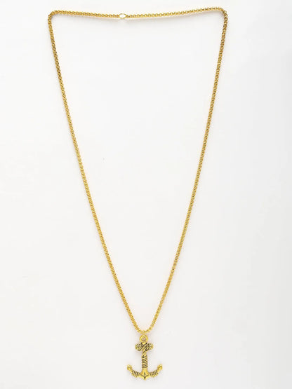 Men Gold-Plated  Stainless Steel Pendant with Chain