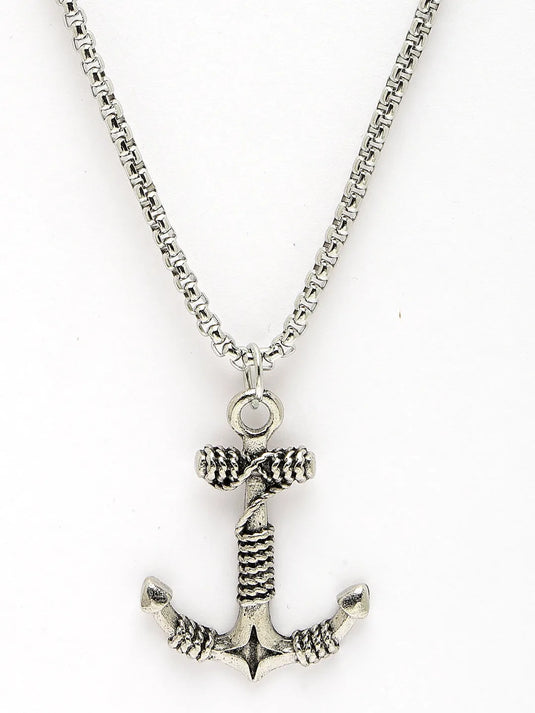 Men Silver-Plated  Stainless Steel Pendant with Chain