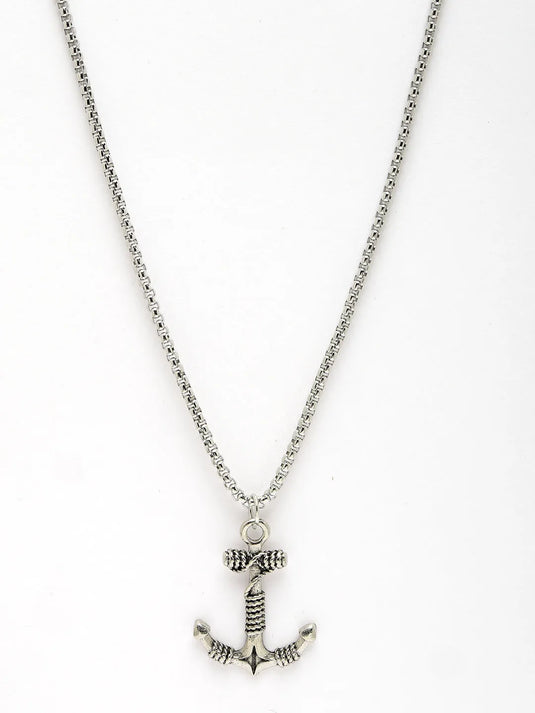 Men Silver-Plated  Stainless Steel Pendant with Chain