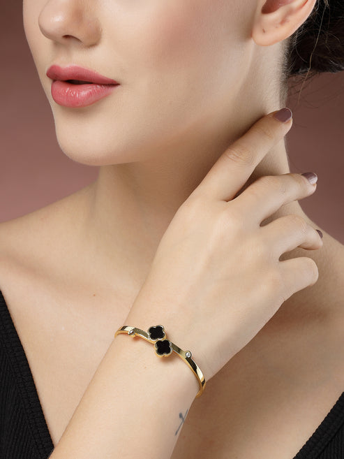 Women Set of 2 Gold & Silver Cuff Bracelet