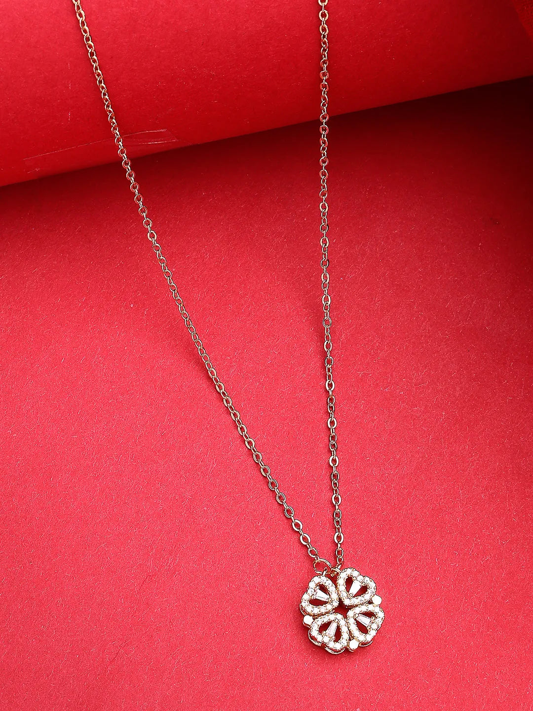 Rose Gold Heart Shape American Diamond Metal Chain