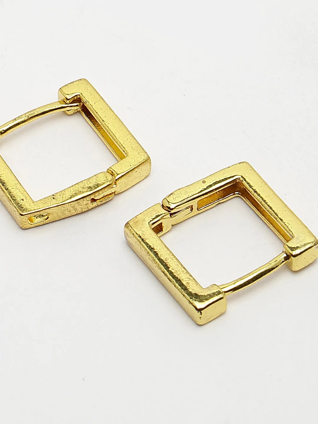 Men Gold-Plated Geometric Shape Stainless Steel Hoop Earrings