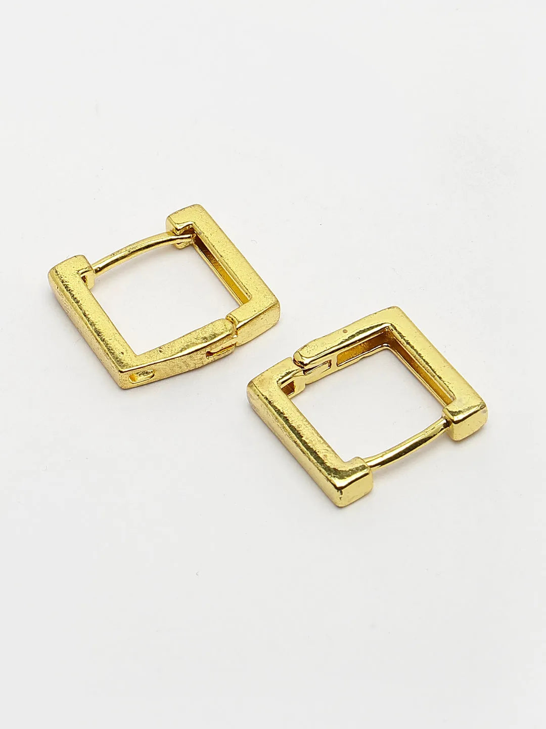 Men Gold-Plated Geometric Shape Stainless Steel Hoop Earrings