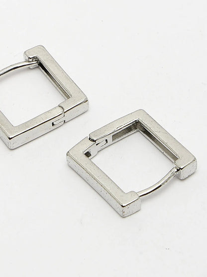 Men Silver-Plated  Geometric Shape Stainless Steel Hoop Earrings