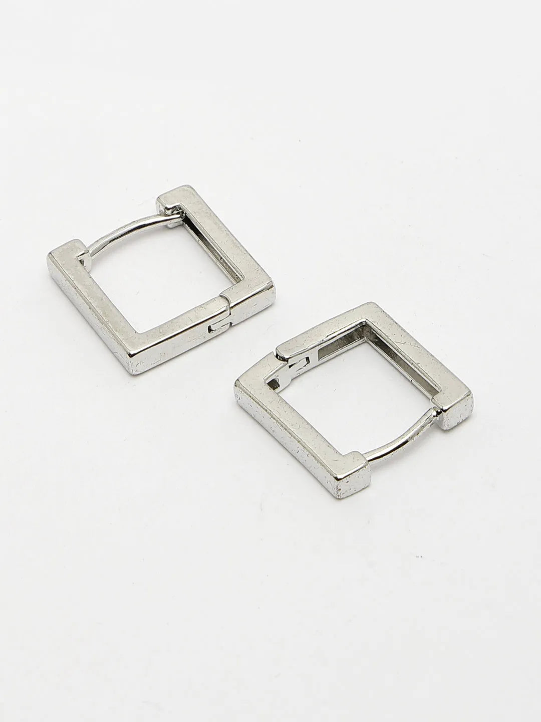 Men Silver-Plated  Geometric Shape Stainless Steel Hoop Earrings