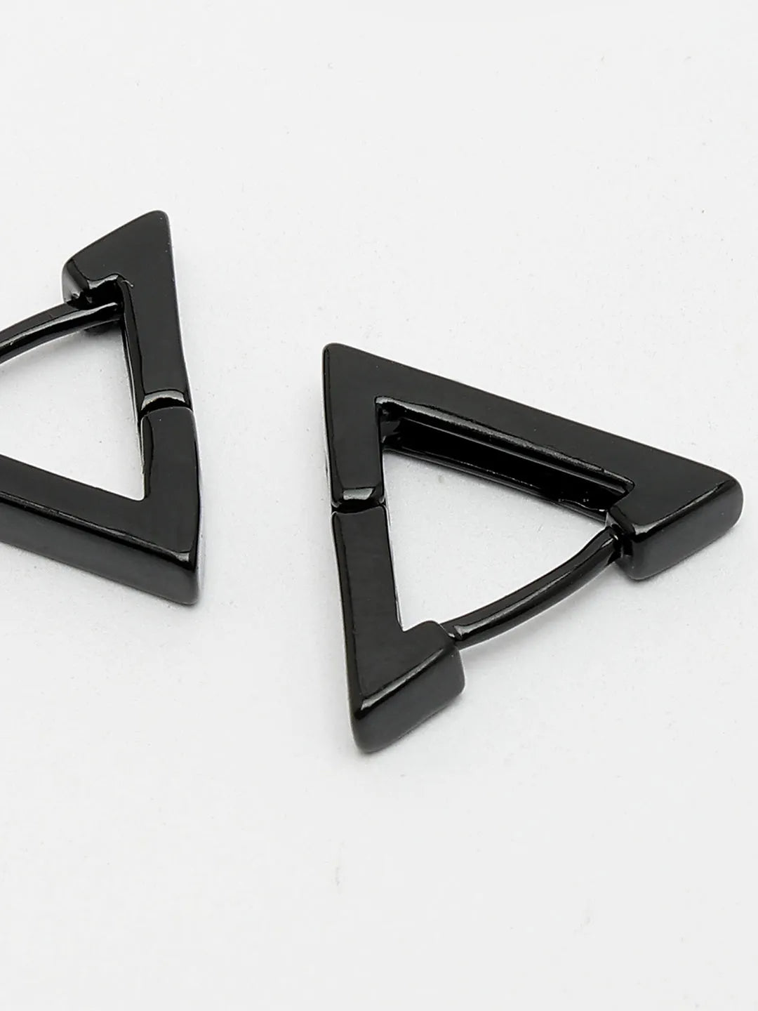 Men Black Rhodium-Plated Geometric Shape Stainless Steel Studs Earring