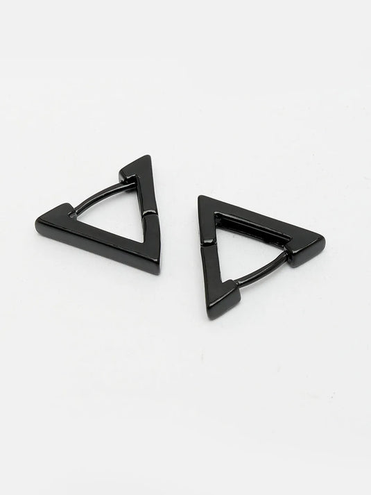 Men Black Rhodium-Plated Geometric Shape Stainless Steel Studs Earring