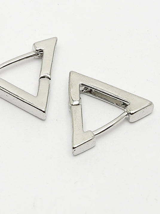 Men Silver-Plated Geometric Shape Stainless Steel Studs Earring