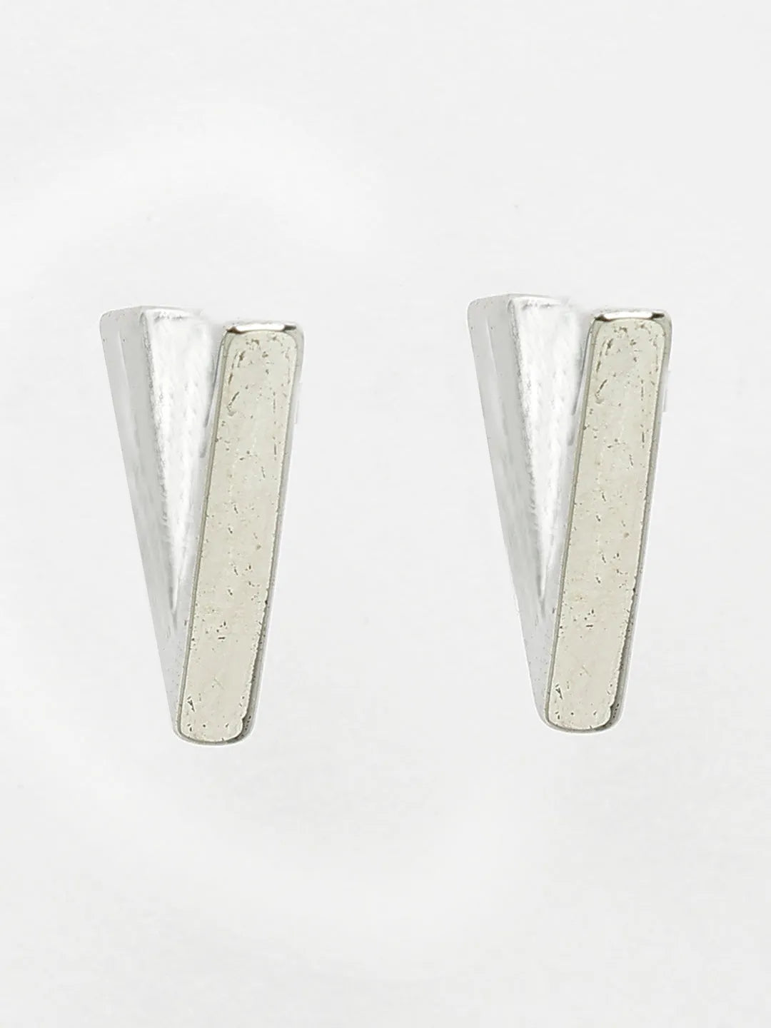 Men Silver-Plated Geometric Shape Stainless Steel Studs Earring