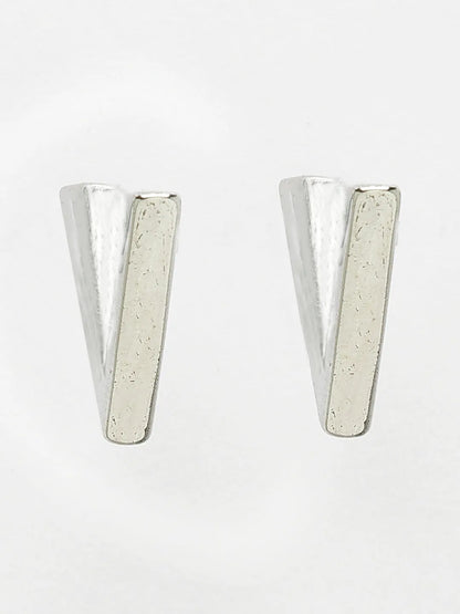 Men Silver-Plated Geometric Shape Stainless Steel Studs Earring