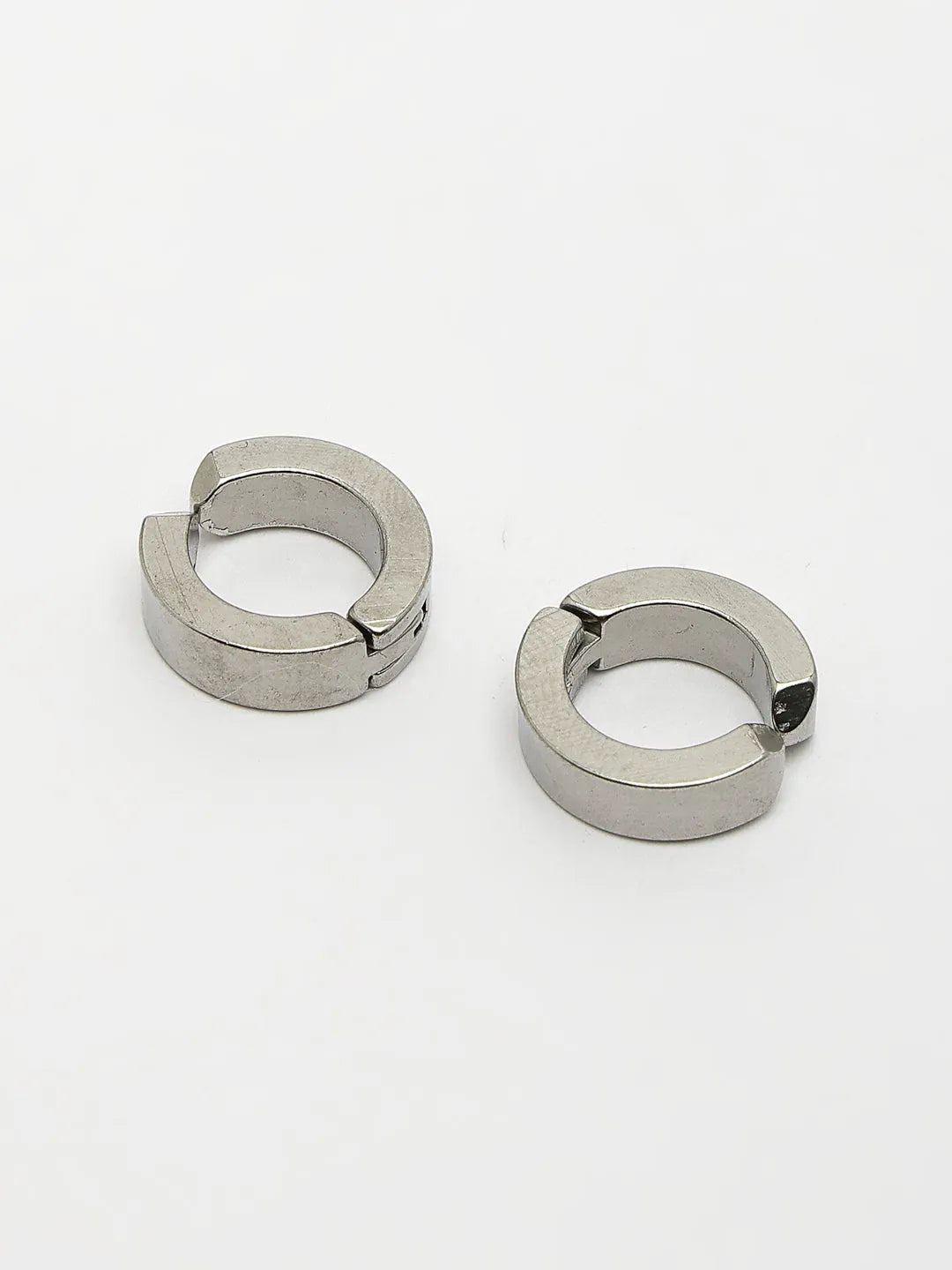 Men Silver-Plated Stainless Steel Hoop Earrings