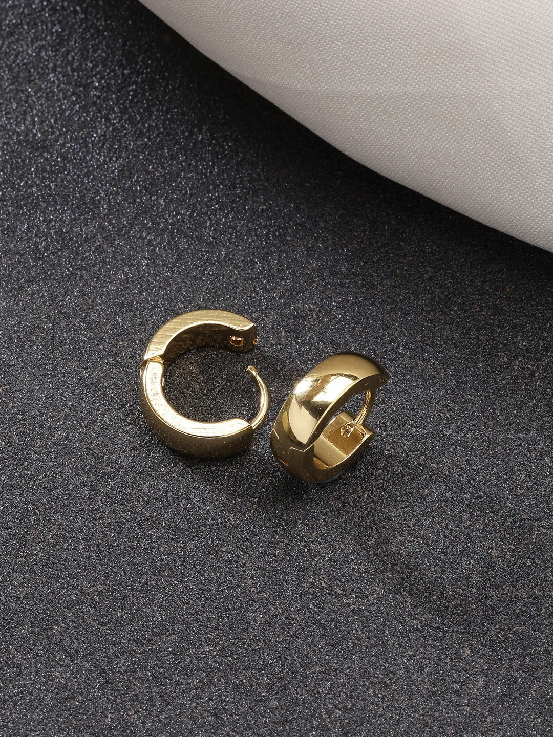 Men Gold-Plated  Stainless Steel Hoop Earrings