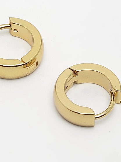 Men Gold-Plated  Stainless Steel Hoop Earrings