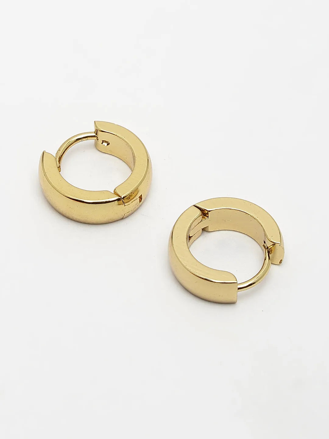 Men Gold-Plated  Stainless Steel Hoop Earrings