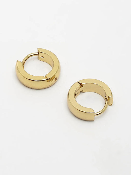 Men Gold-Plated  Stainless Steel Hoop Earrings