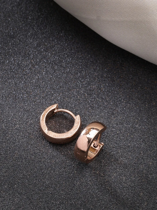 Men Rose Gold Stainless Steel Hoop Earrings