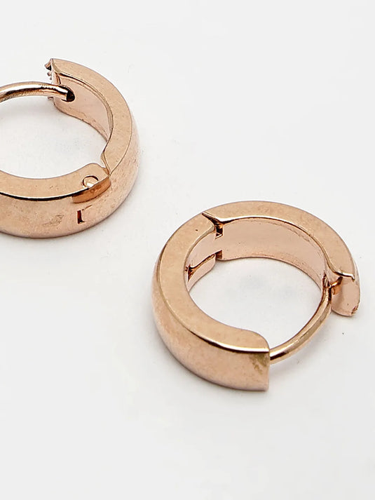 Men Rose Gold Stainless Steel Hoop Earrings