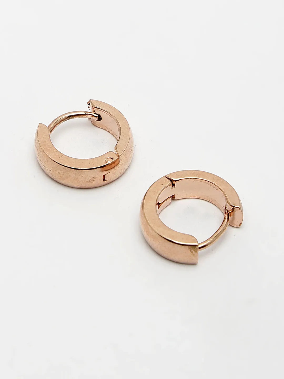 Men Rose Gold Stainless Steel Hoop Earrings