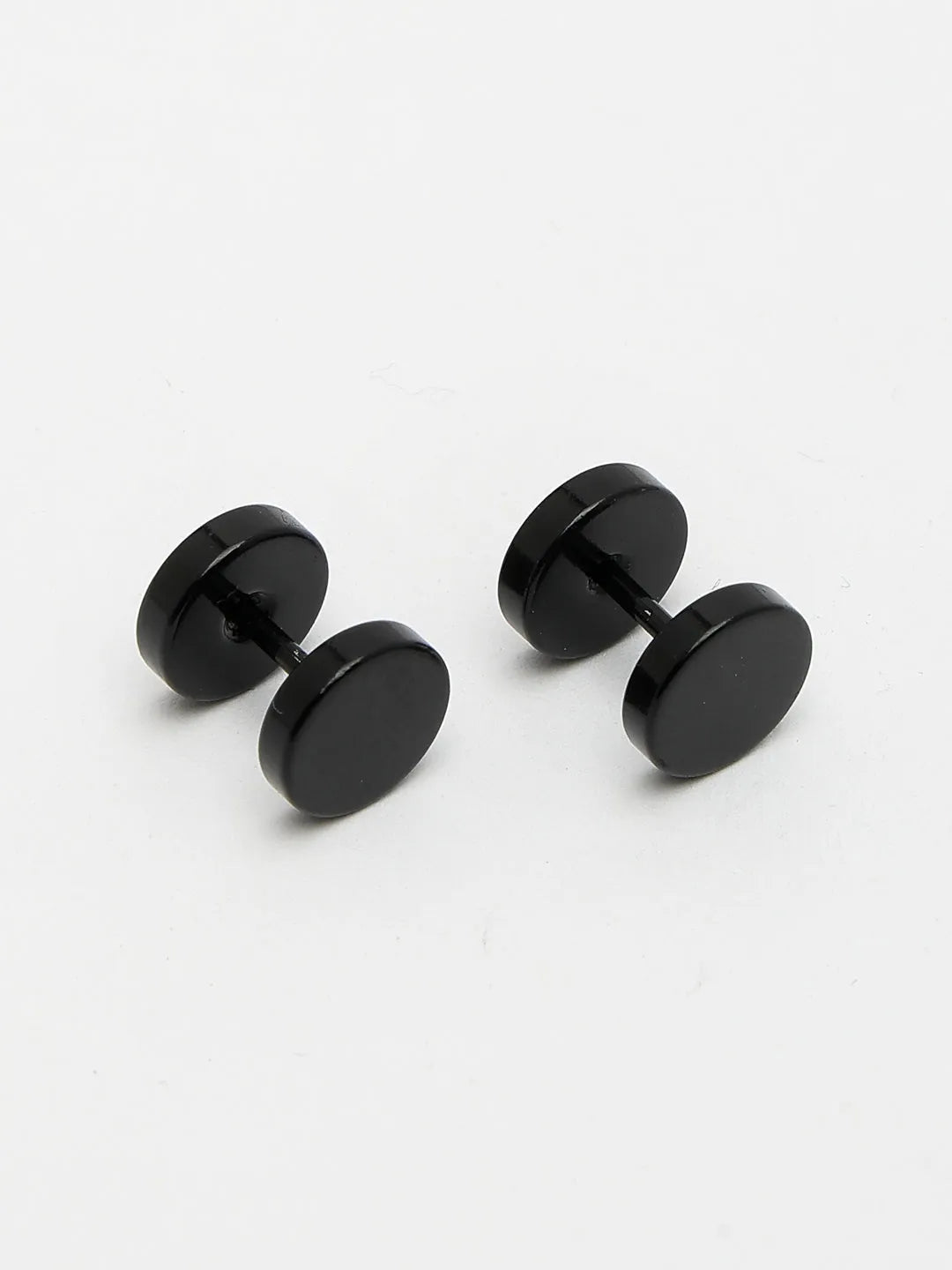 Men Black Rhodium-Plated  Metal Studs Earring