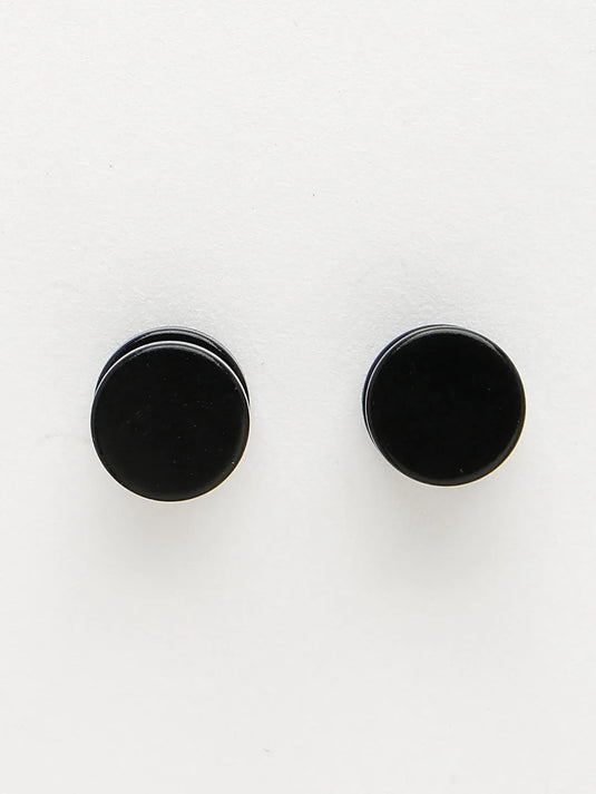 Men Black Rhodium-Plated  Metal Studs Earring