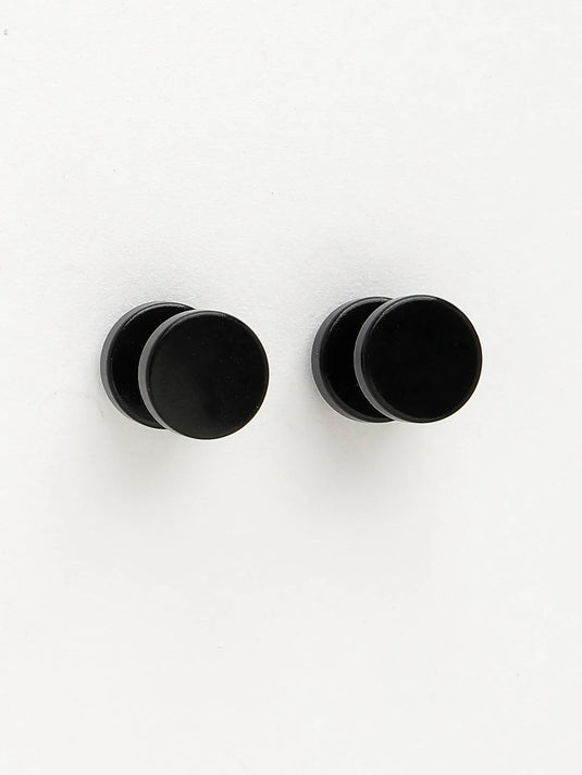 Men Black Rhodium-Plated  Metal Studs Earring