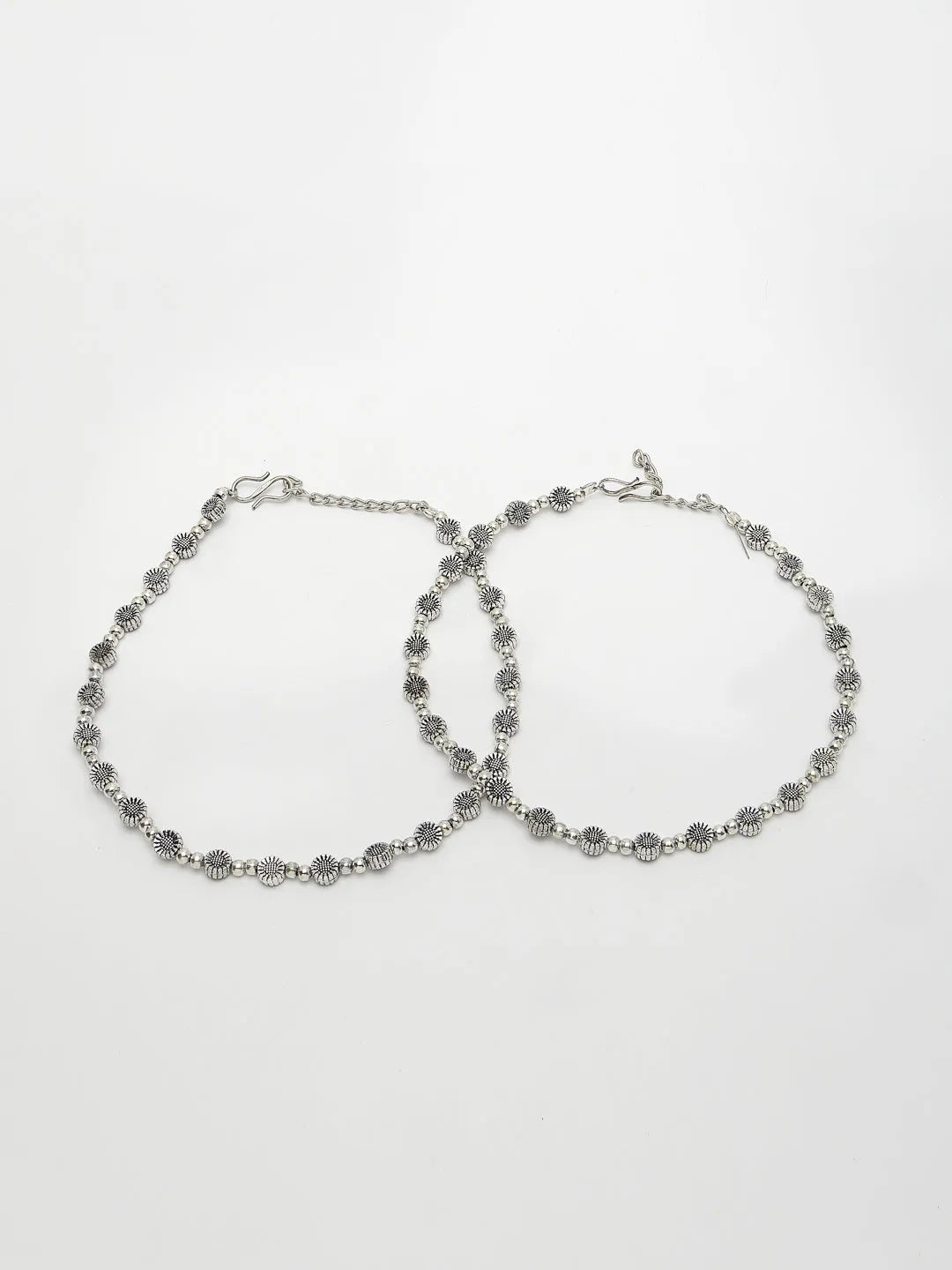 Set of 2 Silver-Plated German Silver Anklets