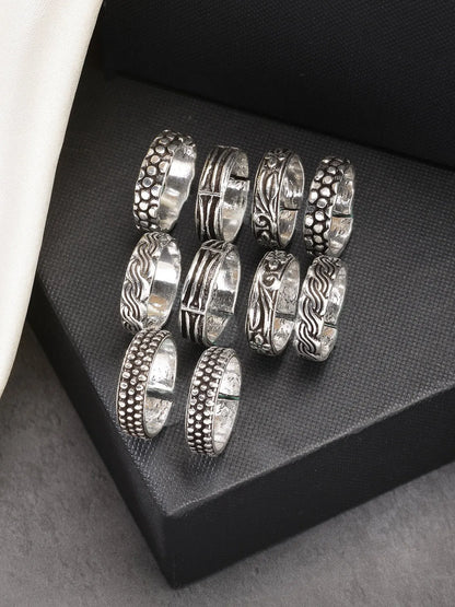 Set of 5 Silver-Plated  German Silver  Toe Rings