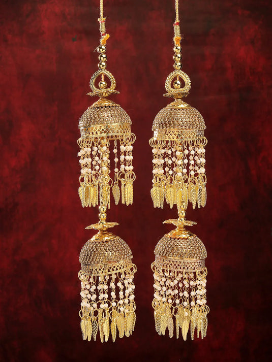 Pack Of 2 Gold- Plated Stone Studded Bridal Layered Kaleera Sets