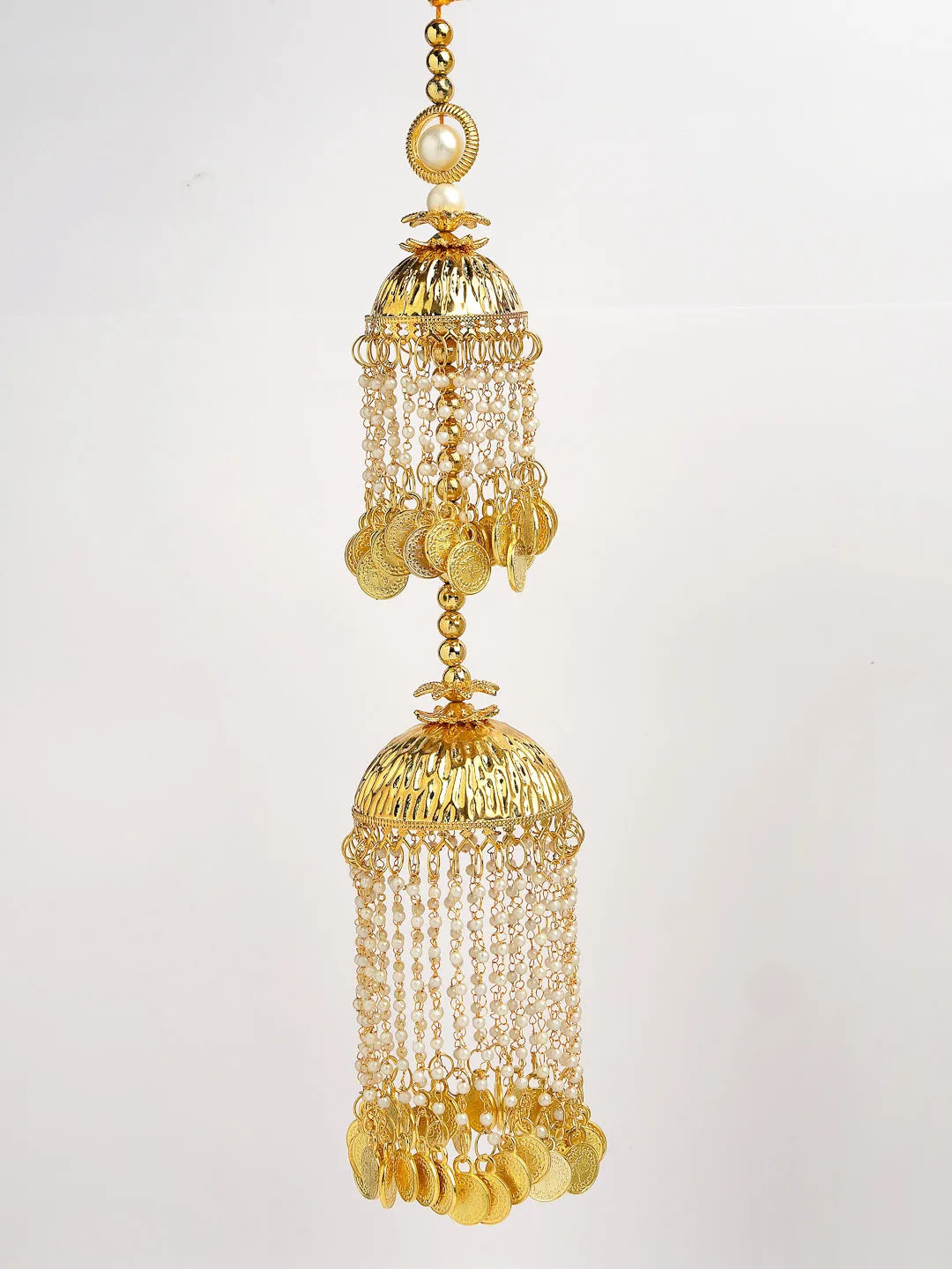Pack Of 2 Gold Plated & White Pearl Beaded Bridal Layered Heavy Kaleera Sets