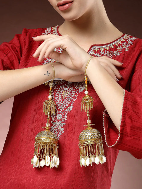 Pack Of 2 Gold-Plated Kundan Kaleera Sets