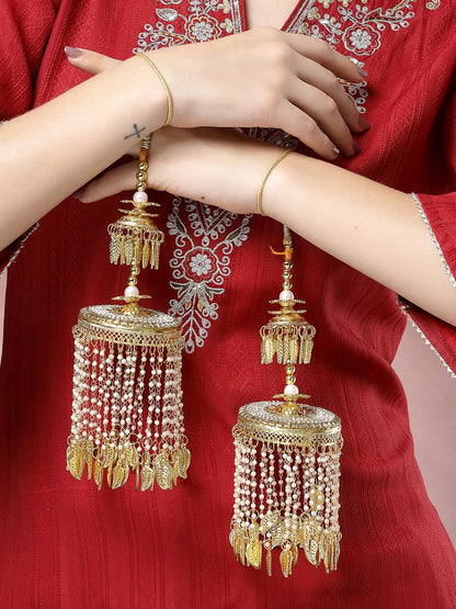 Pack Of 2 Gold Plated Kundan Bridal Heavy Kaleera Sets