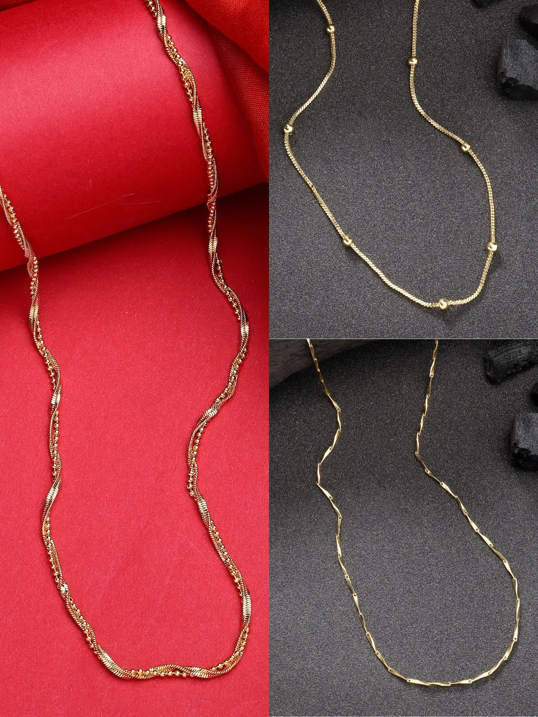 Set of 3 Gold-Plated Minimal Chain