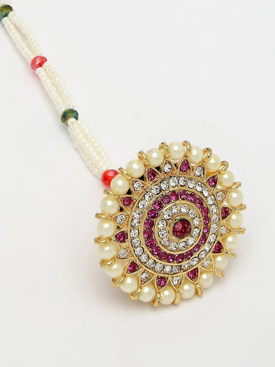 Gold-Plated CZ Stone-Studded Borla Maang Tikka