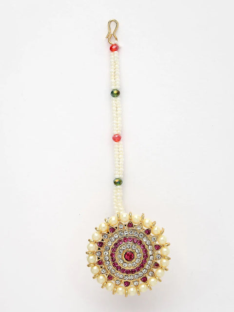 Gold-Plated CZ Stone-Studded Borla Maang Tikka