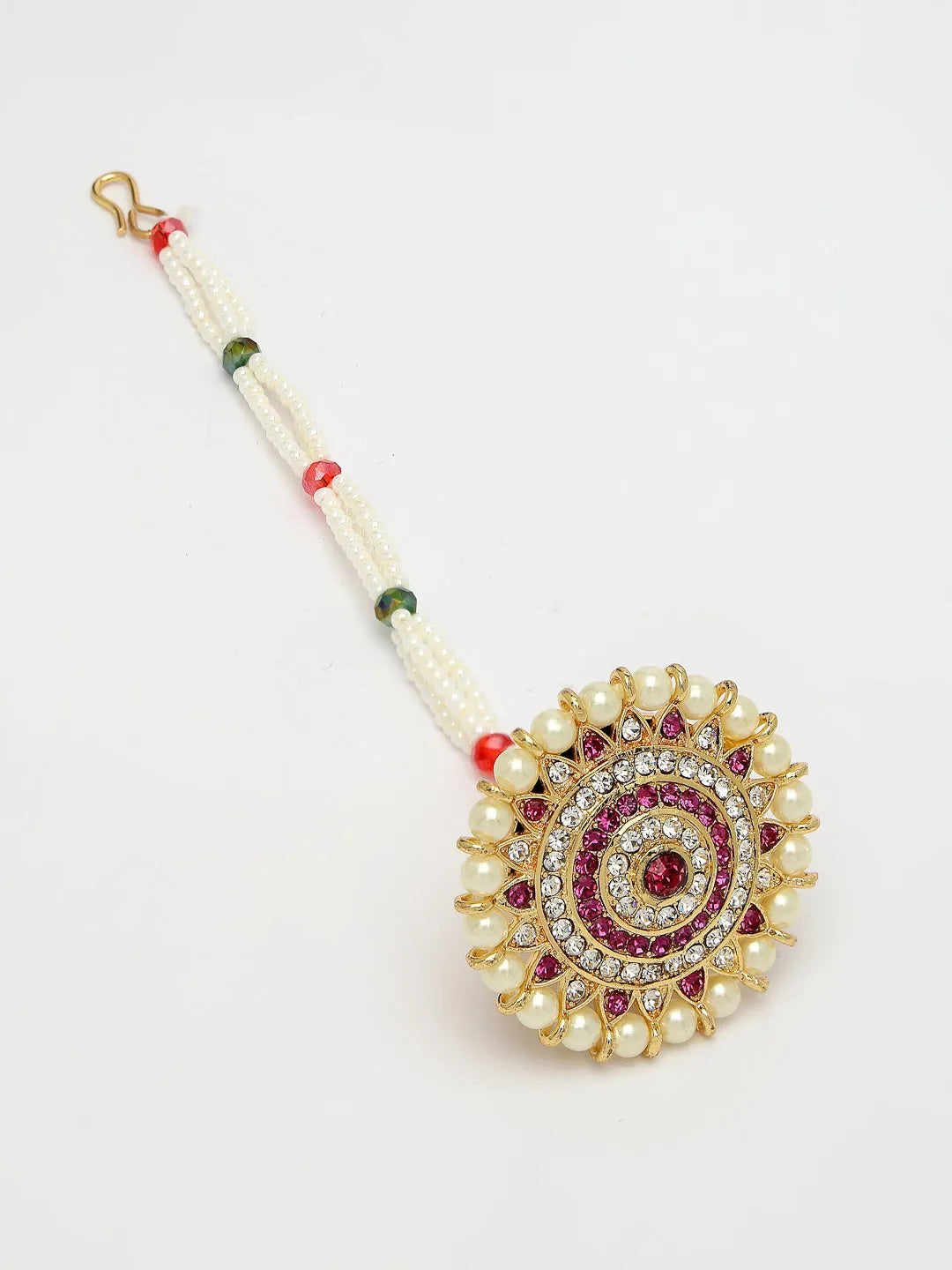 Gold-Plated CZ Stone-Studded Borla Maang Tikka