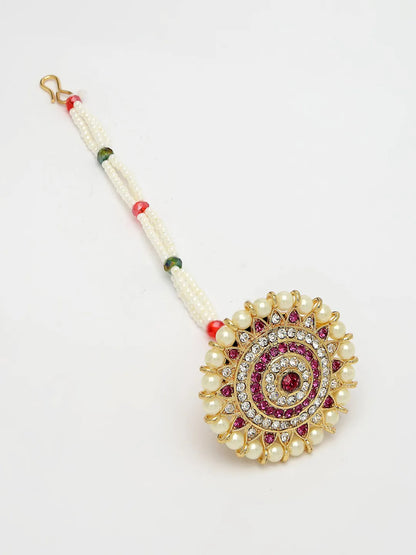 Gold-Plated CZ Stone-Studded Borla Maang Tikka