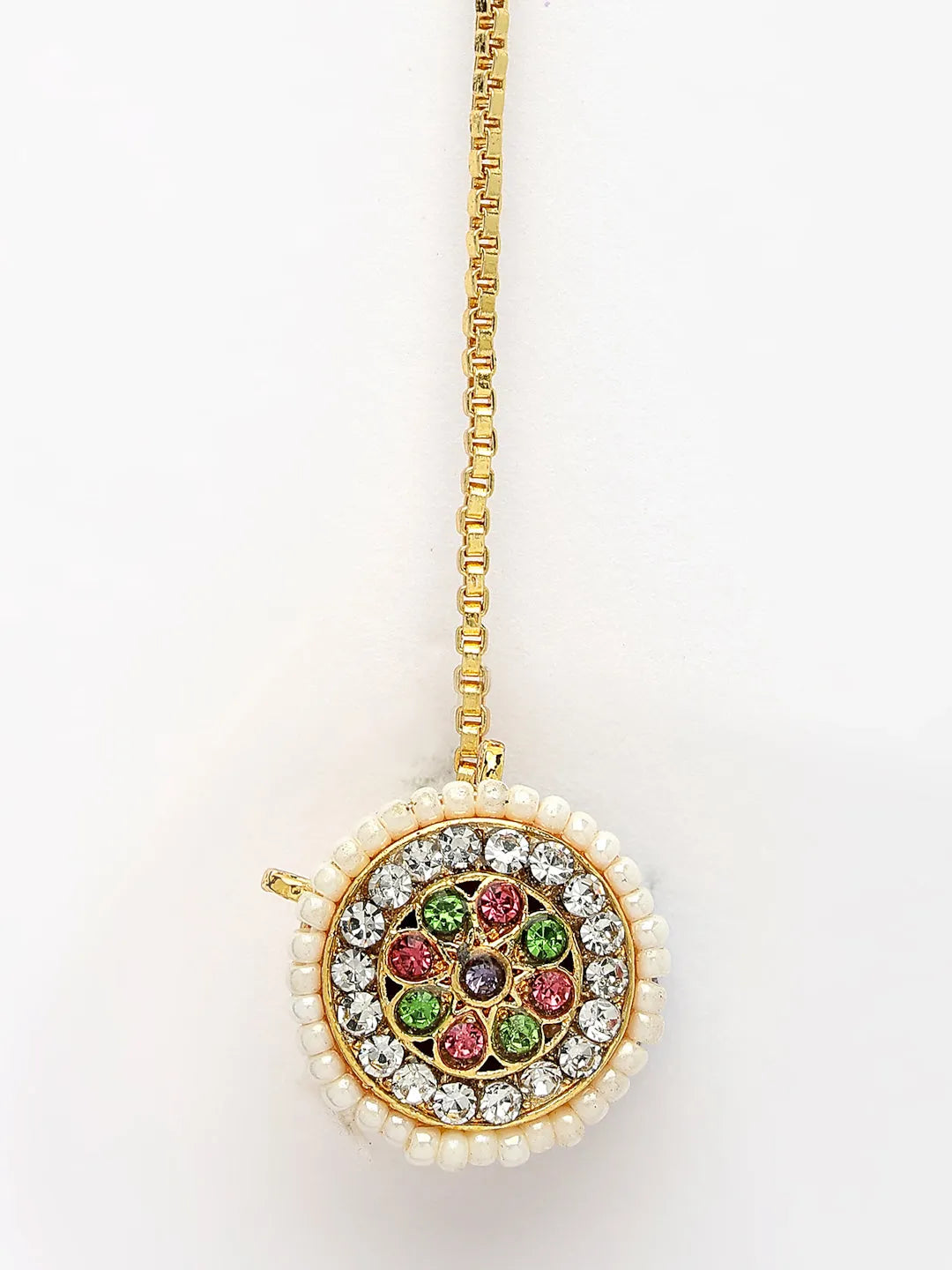 Multicolor CZ Stone-Studded Borla Maang Tikka