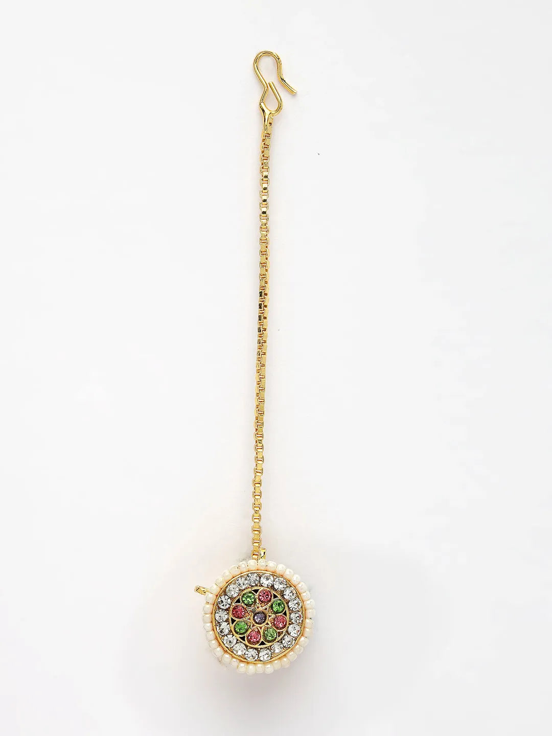 Multicolor CZ Stone-Studded Borla Maang Tikka