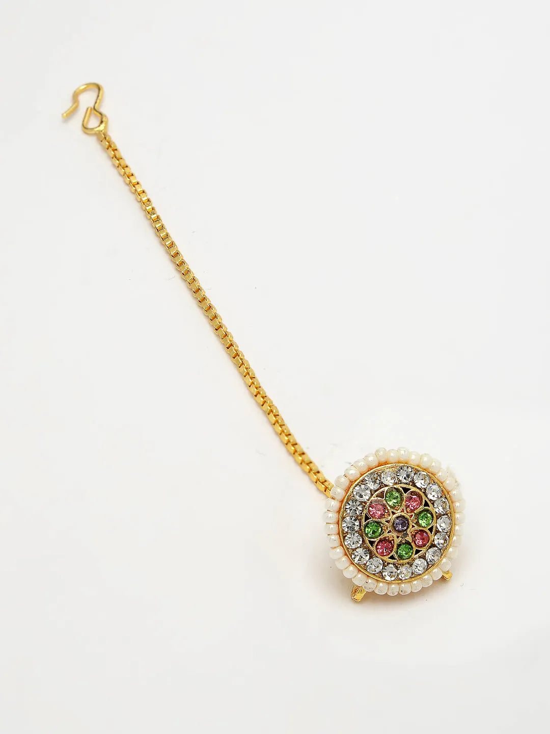 Multicolor CZ Stone-Studded Borla Maang Tikka