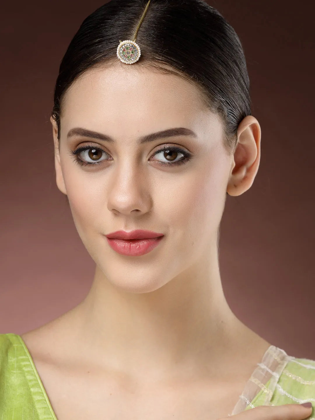 Multicolor CZ Stone-Studded Borla Maang Tikka