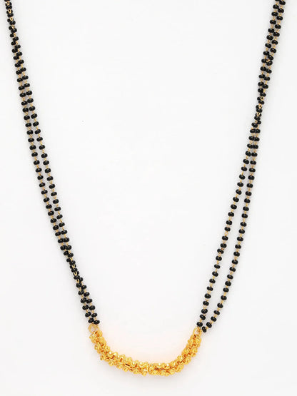 Gold-Plated Black Beaded Mangalsutra