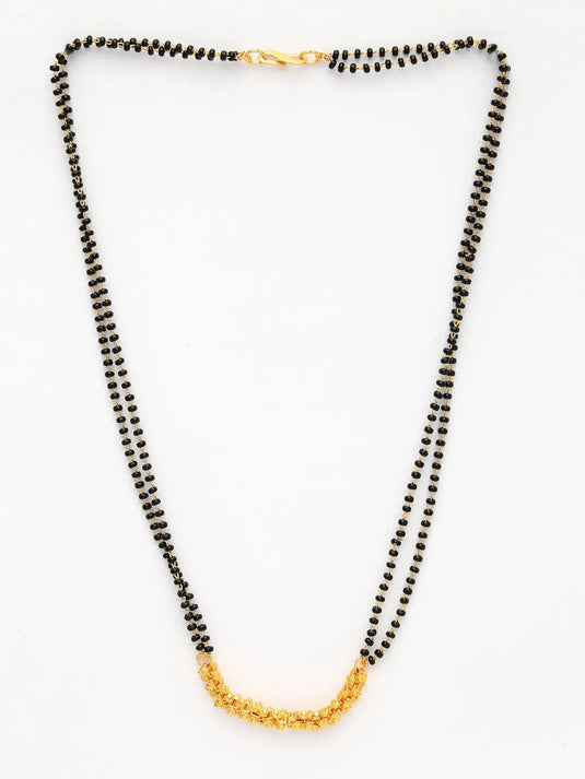 Gold-Plated Black Beaded Mangalsutra