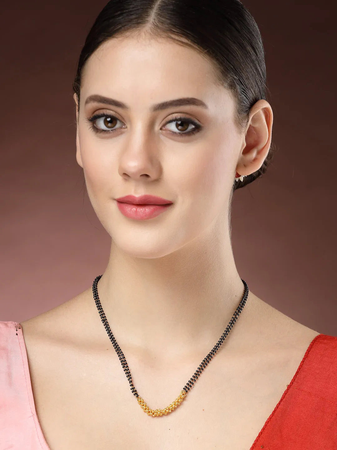 Gold-Plated Black Beaded Mangalsutra