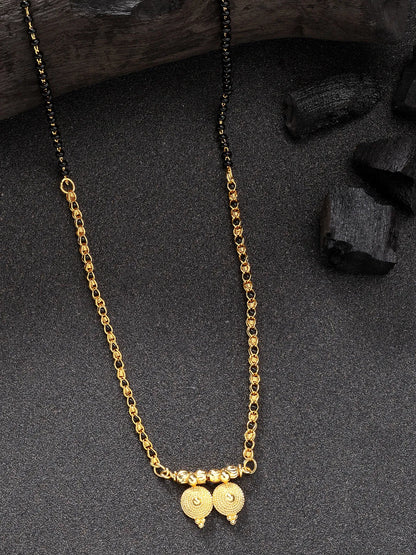 Gold-Plated Black Beaded Mangalsutra