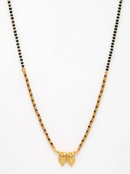 Gold-Plated Black Beaded Mangalsutra