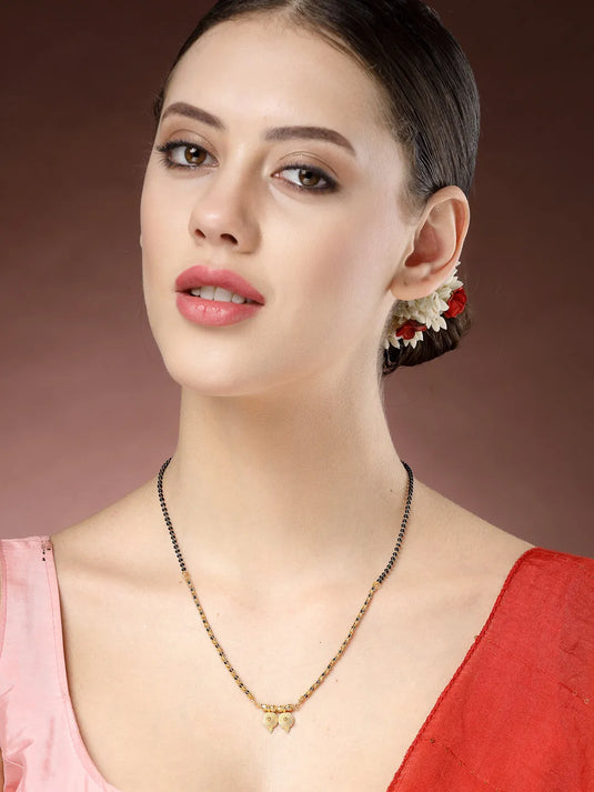 Gold-Plated Black Beaded Mangalsutra