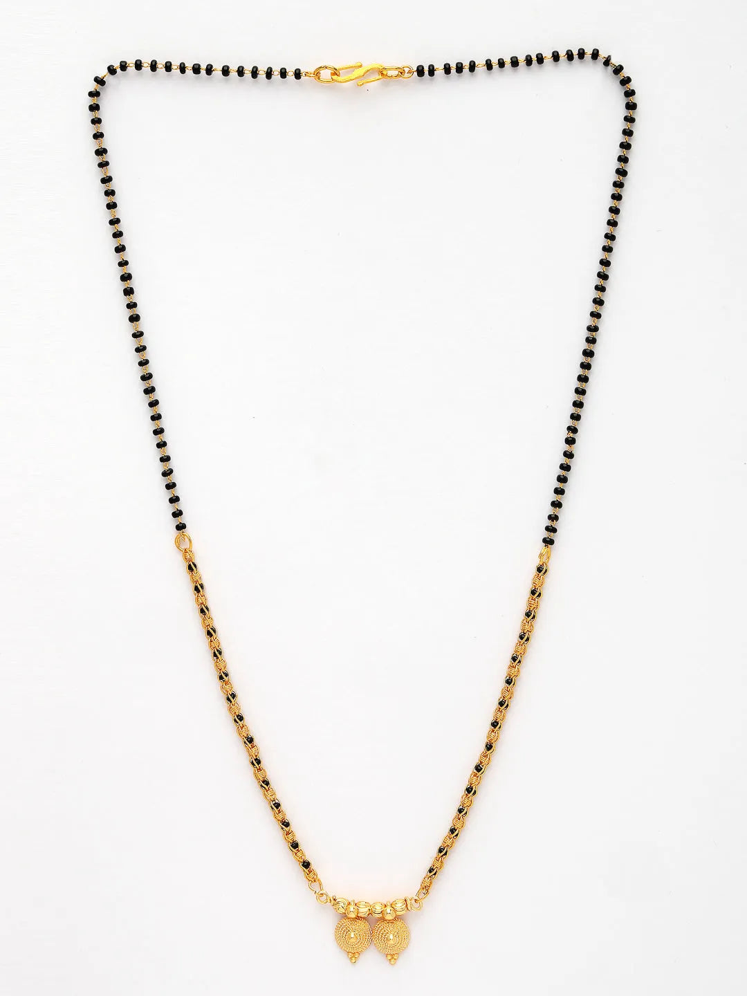 Set of 2 Gold-Plated Black Beaded Mangalsutra