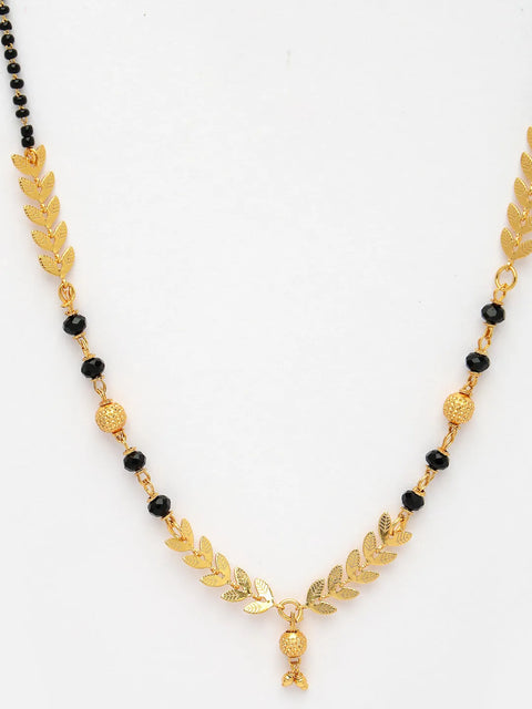 Set of 2 Gold-Plated Black Beaded Mangalsutra