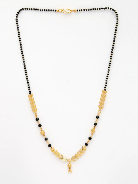 Set of 2 Gold-Plated Black Beaded Mangalsutra