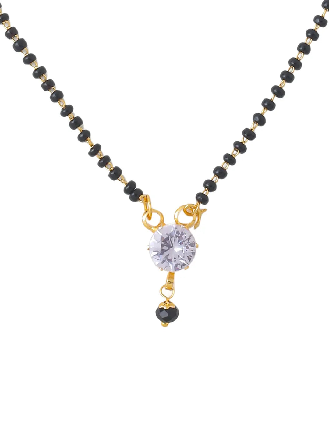 Set of 3 Gold-Plated CZ Stone-Studded &amp; Beaded Mangalsutra